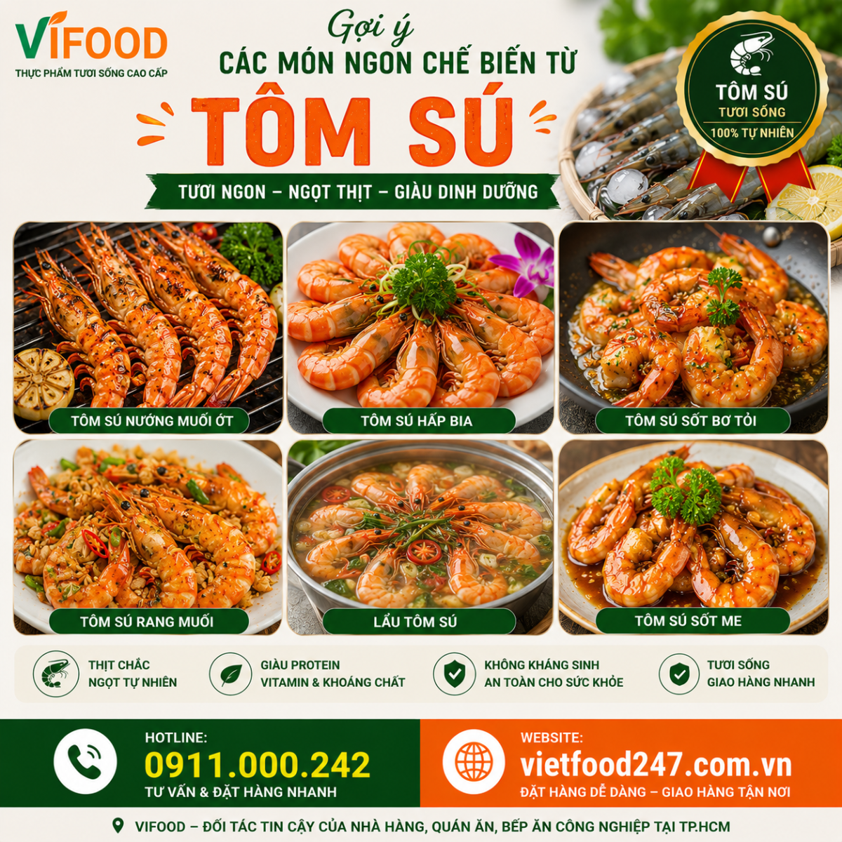 Các món ngon từ Tôm Sú Tươi Sống