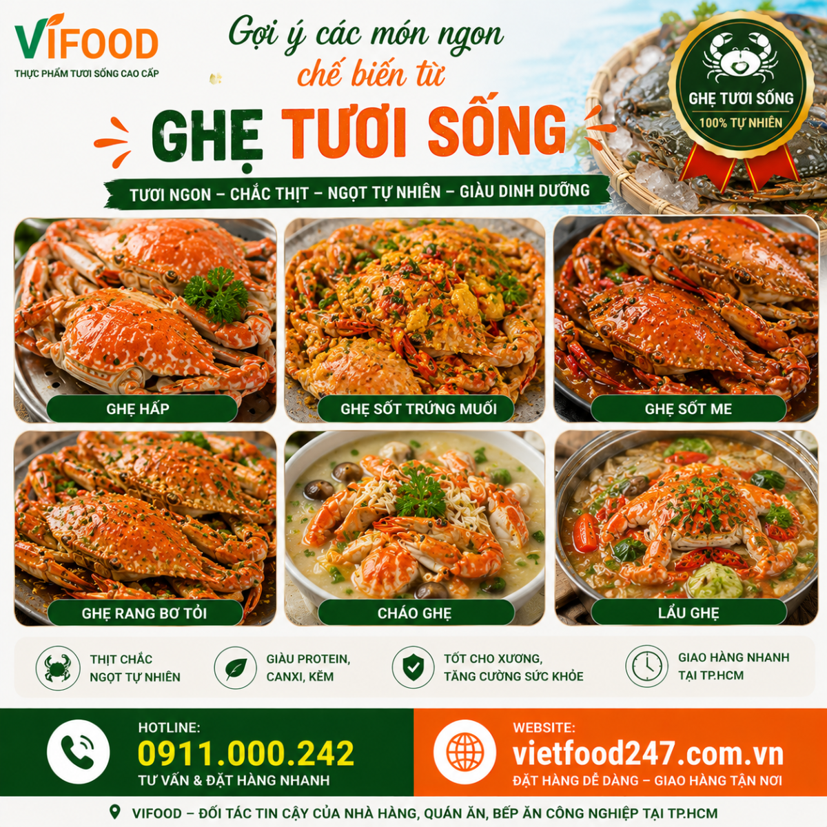 Các món ngon từ Ghẹ Tươi Sống