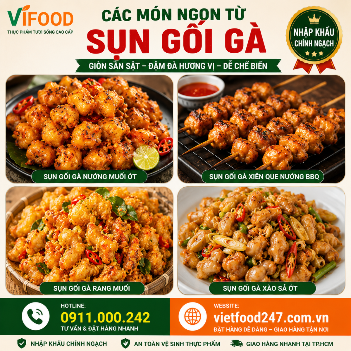Các món ngon từ Sụn Gối Gà Nhập Khẩu