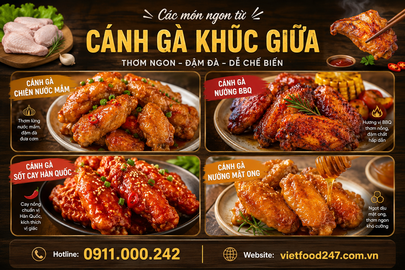 Các món ngon từ Cánh Gà Khúc Giữa Đông Lạnh