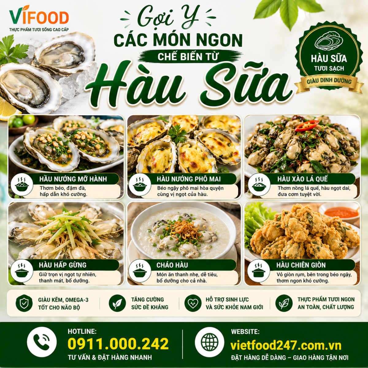 Các món ngon từ Hàu Sữa Tươi Sống