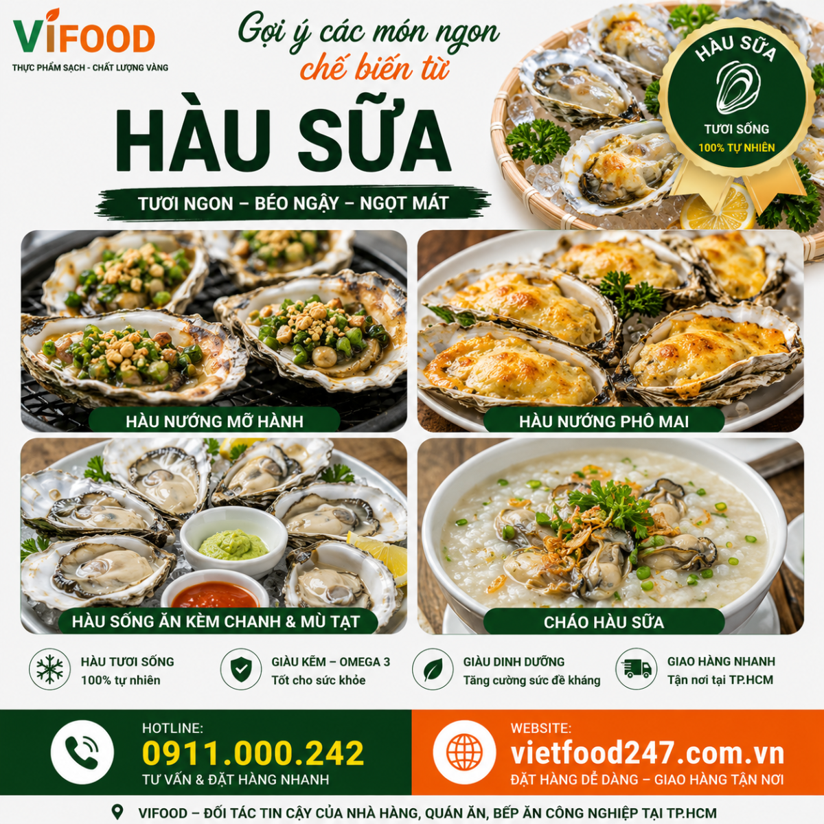 Các món ngon từ Hàu Sữa Sống tại TPHCM