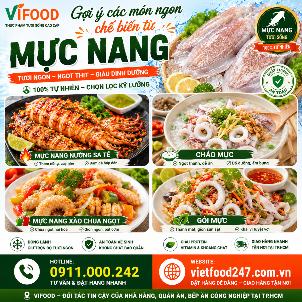 Các món ngon từ Mực Nang Đông Lạnh